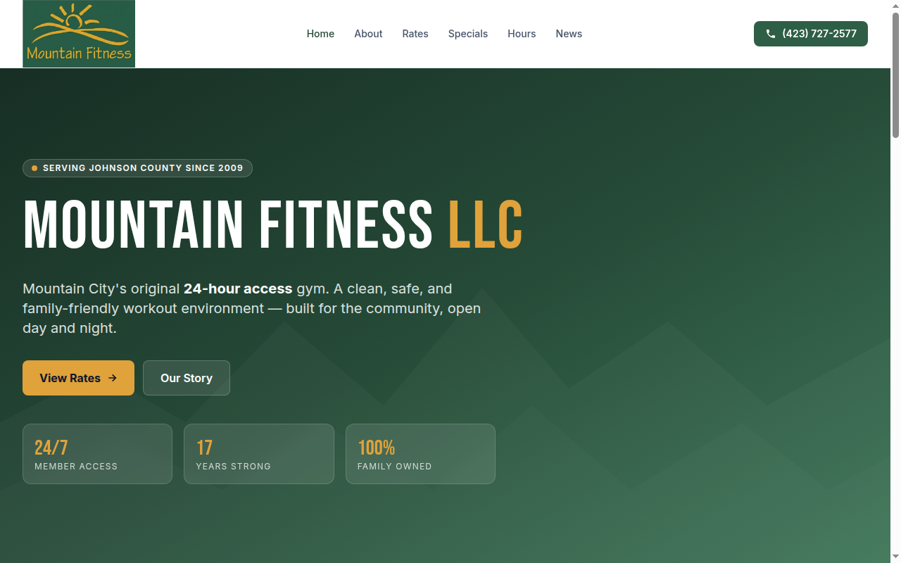 Mountain Fitness website screenshot